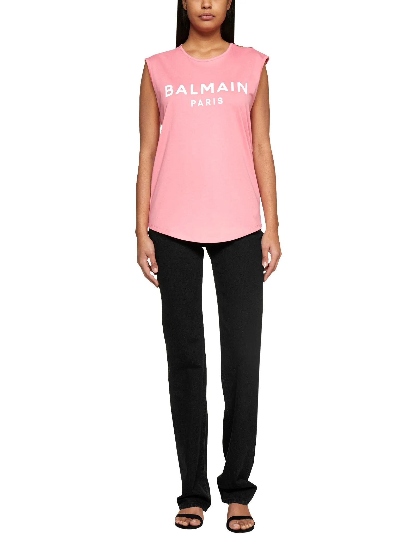 Balmain Sleeveless Logo Printed Tank Top