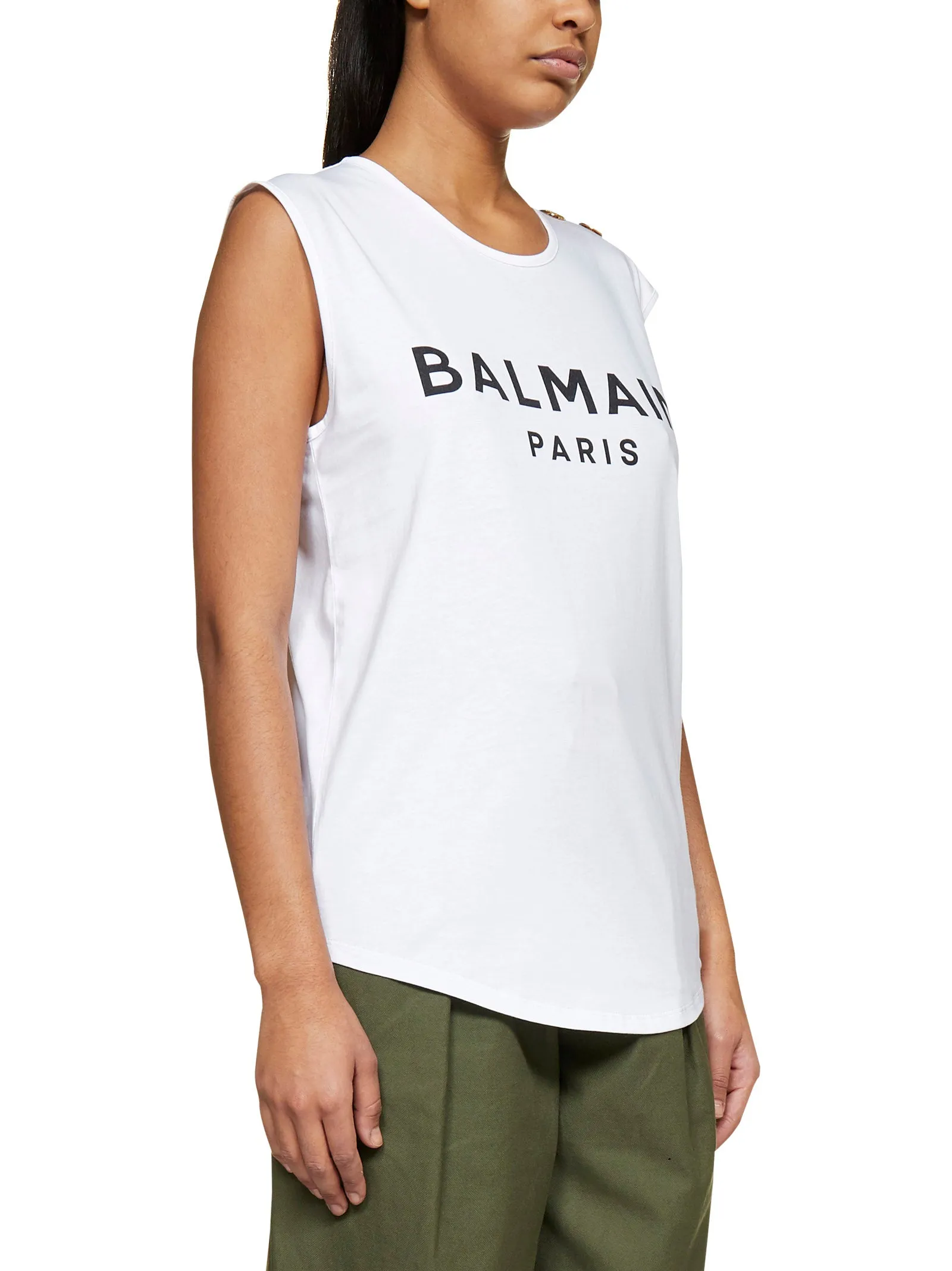 Balmain Sleeveless Logo Printed Tank Top