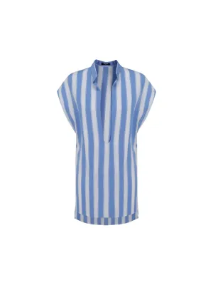 Balmain Striped Deep V-Neck Top