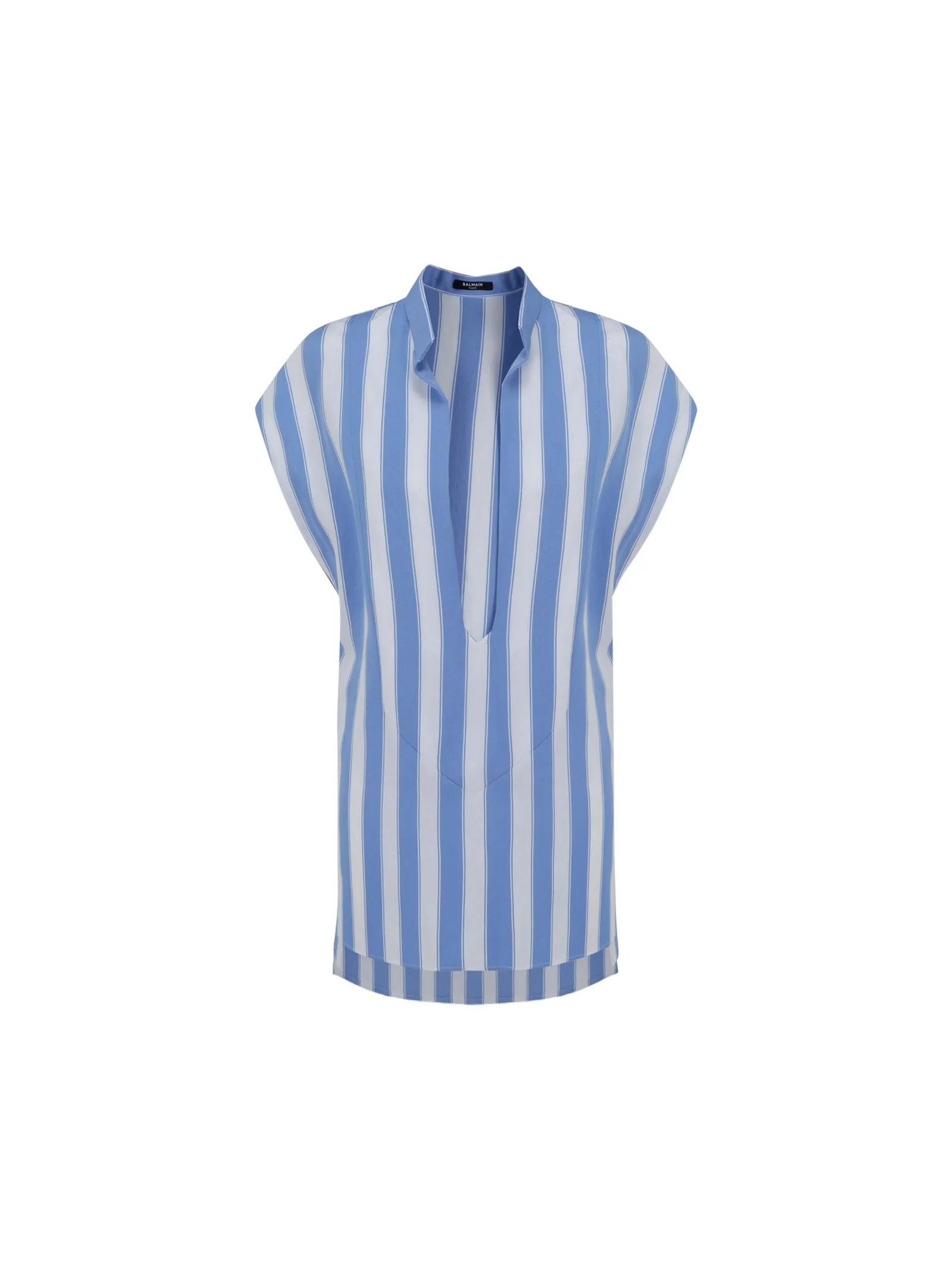 Balmain Striped Deep V-Neck Top