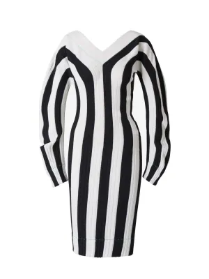 Bottega Veneta V-Neck Striped Ribbed Dress