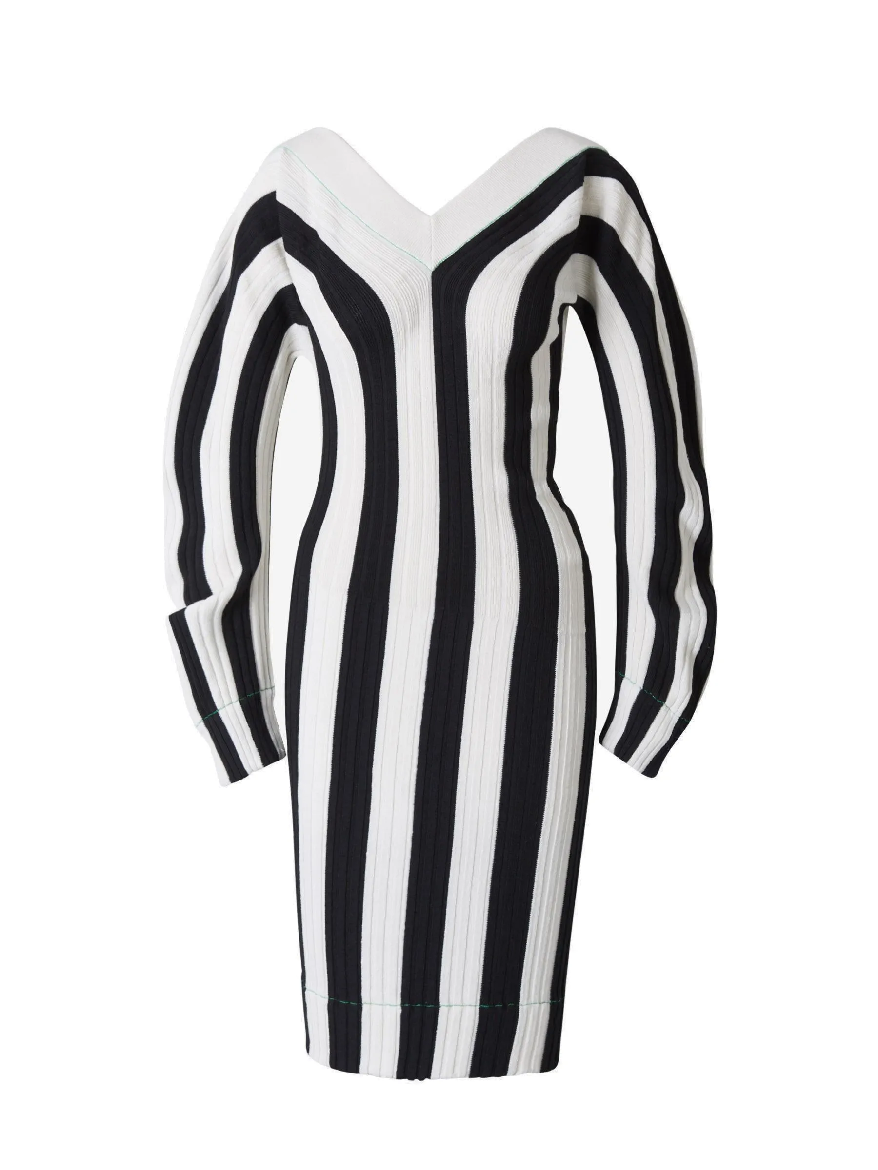 Bottega Veneta V-Neck Striped Ribbed Dress