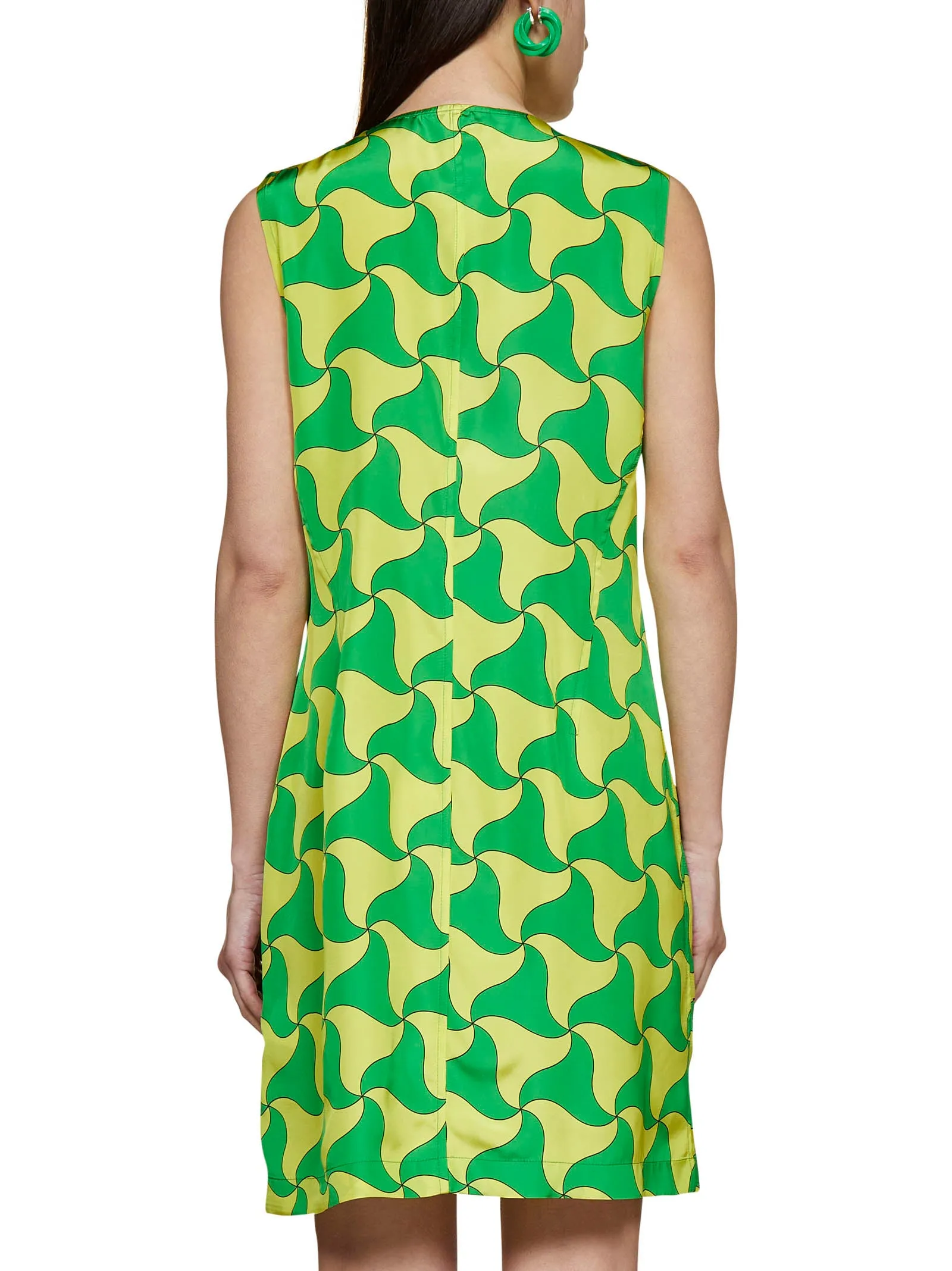 Bottega Veneta Wavy Triangle Print V-Neck Dress