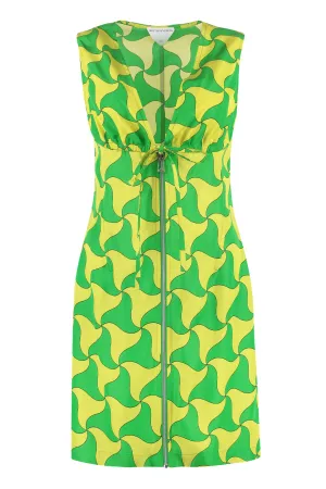 Bottega Veneta Wavy Triangle Print V-Neck Dress