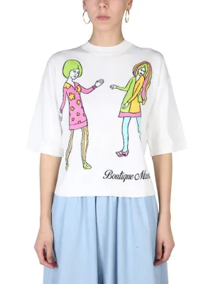 Boutique Moschino Logo Embroidered Crewneck T-Shirt