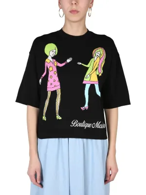Boutique Moschino Logo Embroidered Crewneck T-Shirt