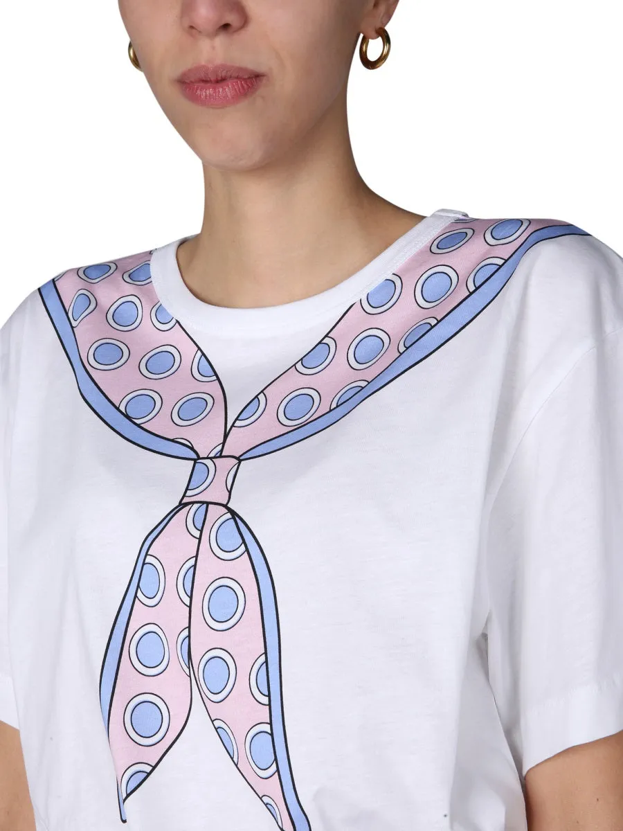 Boutique Moschino Scarf Printed Crewneck T-Shirt