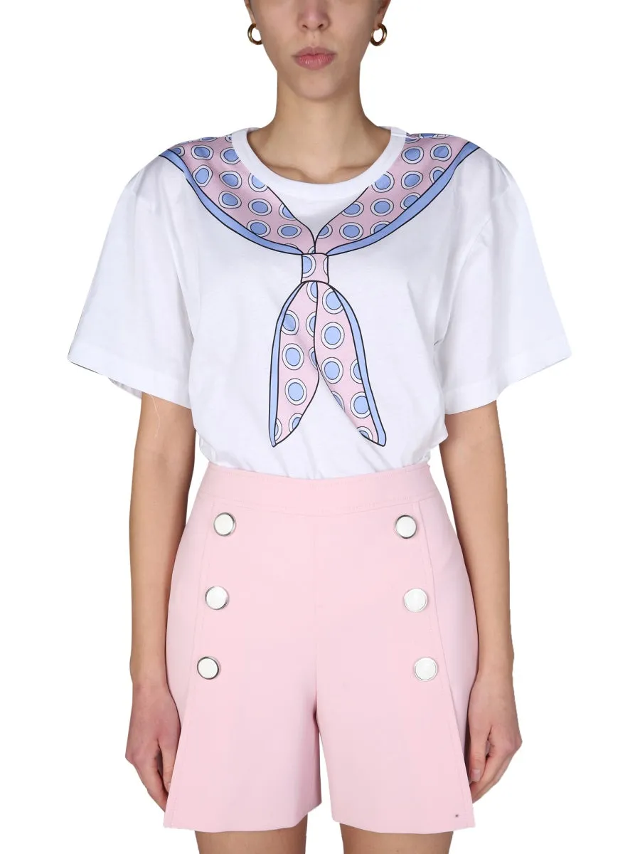 Boutique Moschino Scarf Printed Crewneck T-Shirt