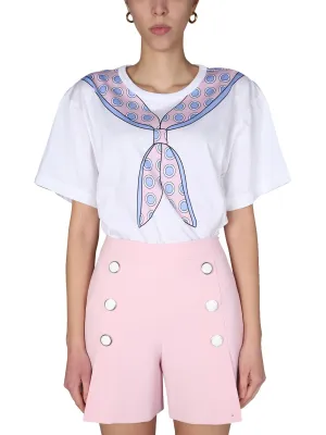 Boutique Moschino Scarf Printed Crewneck T-Shirt