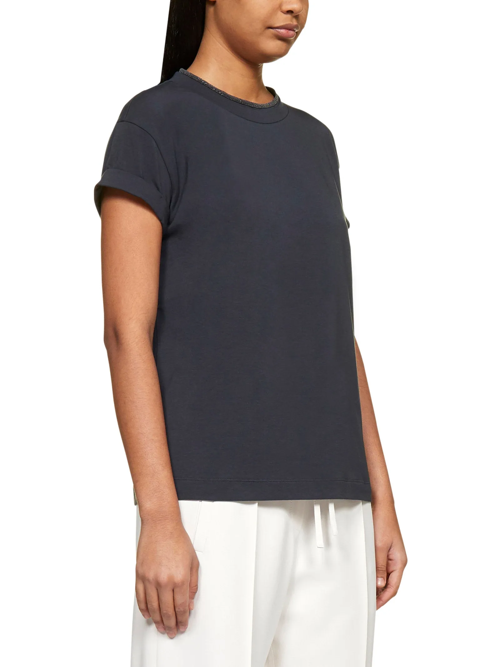 Brunello Cucinelli Bead Embellished Crewneck T-Shirt