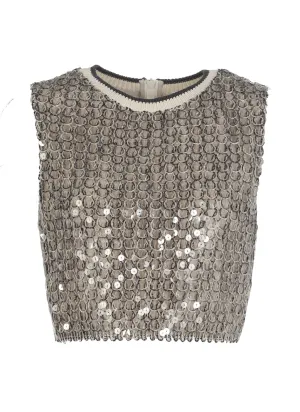 Brunello Cucinelli Sequin Crewneck Knitted Top