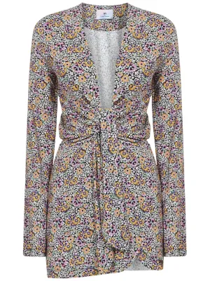 Chiara Ferragni Floral Print Knot Detailed Mini Dress