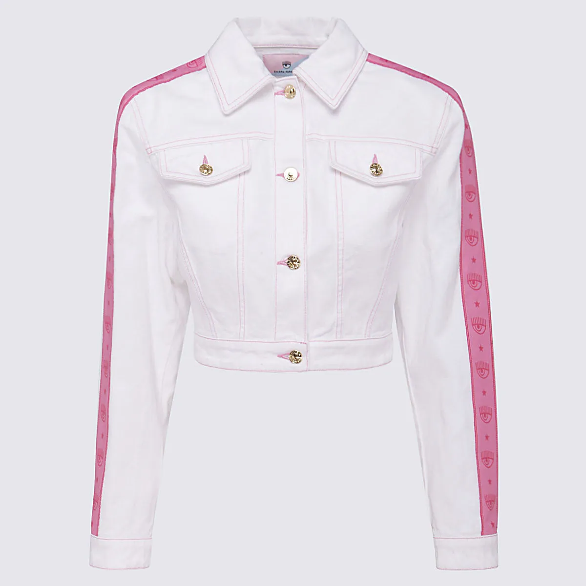 Chiara Ferragni Logo Striped Cropped Jacket