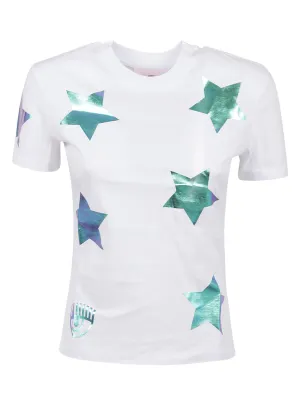 Chiara Ferragni Metallic Star Printed Crewneck T-Shirt