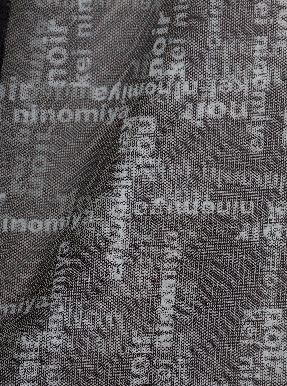 Comme Des Garons Noir Kei Ninomiya Allover Logo Print Sheer Top