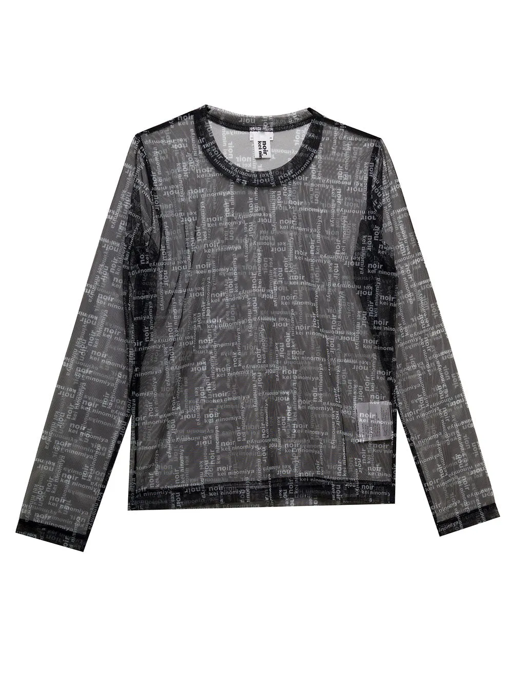 Comme Des Garons Noir Kei Ninomiya Allover Logo Print Sheer Top