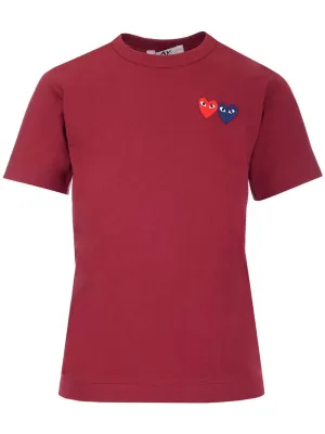 Comme des Garons Play Embroidered Double Heart T-Shirt