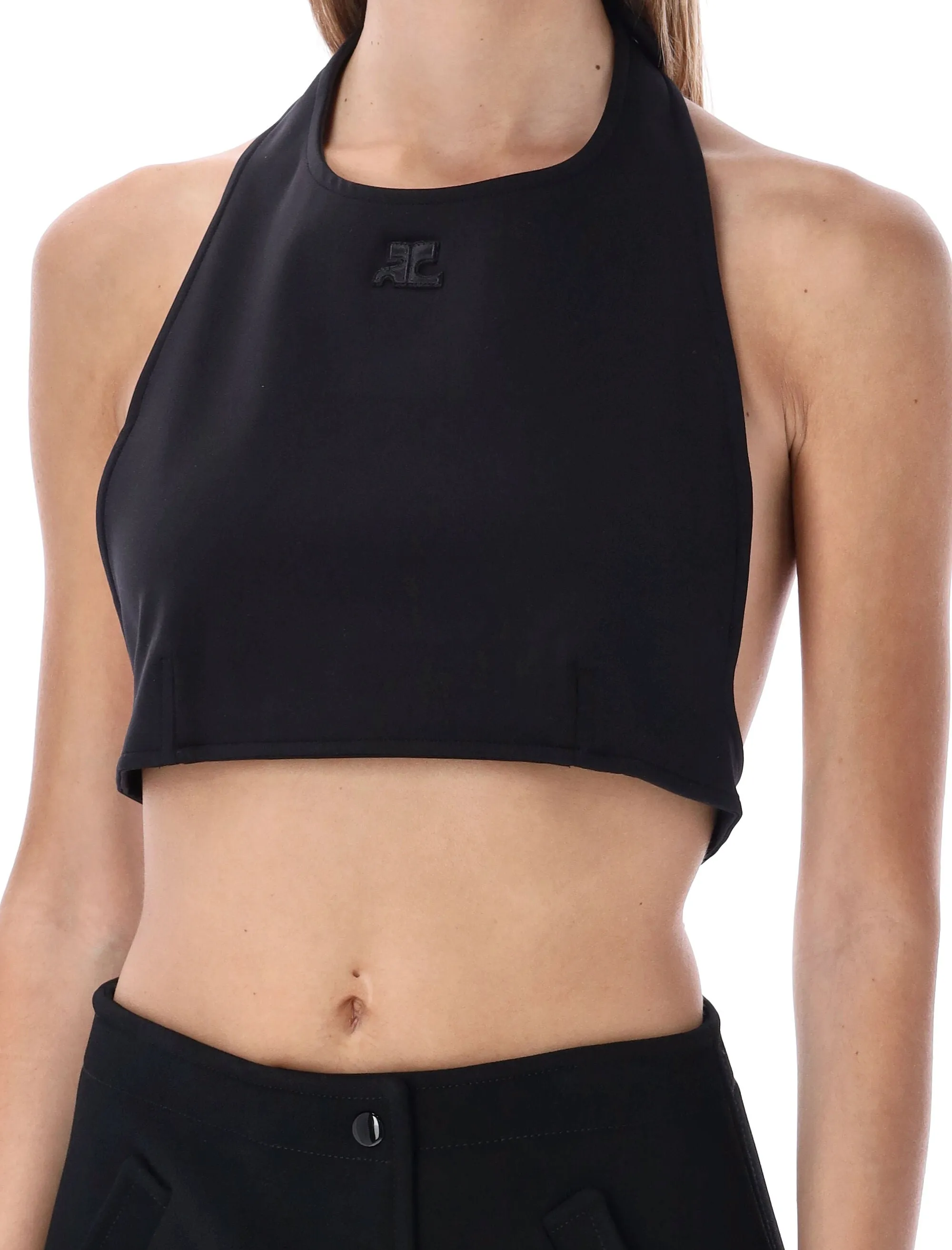 Courrges Logo Detailed Open Back Tank Top
