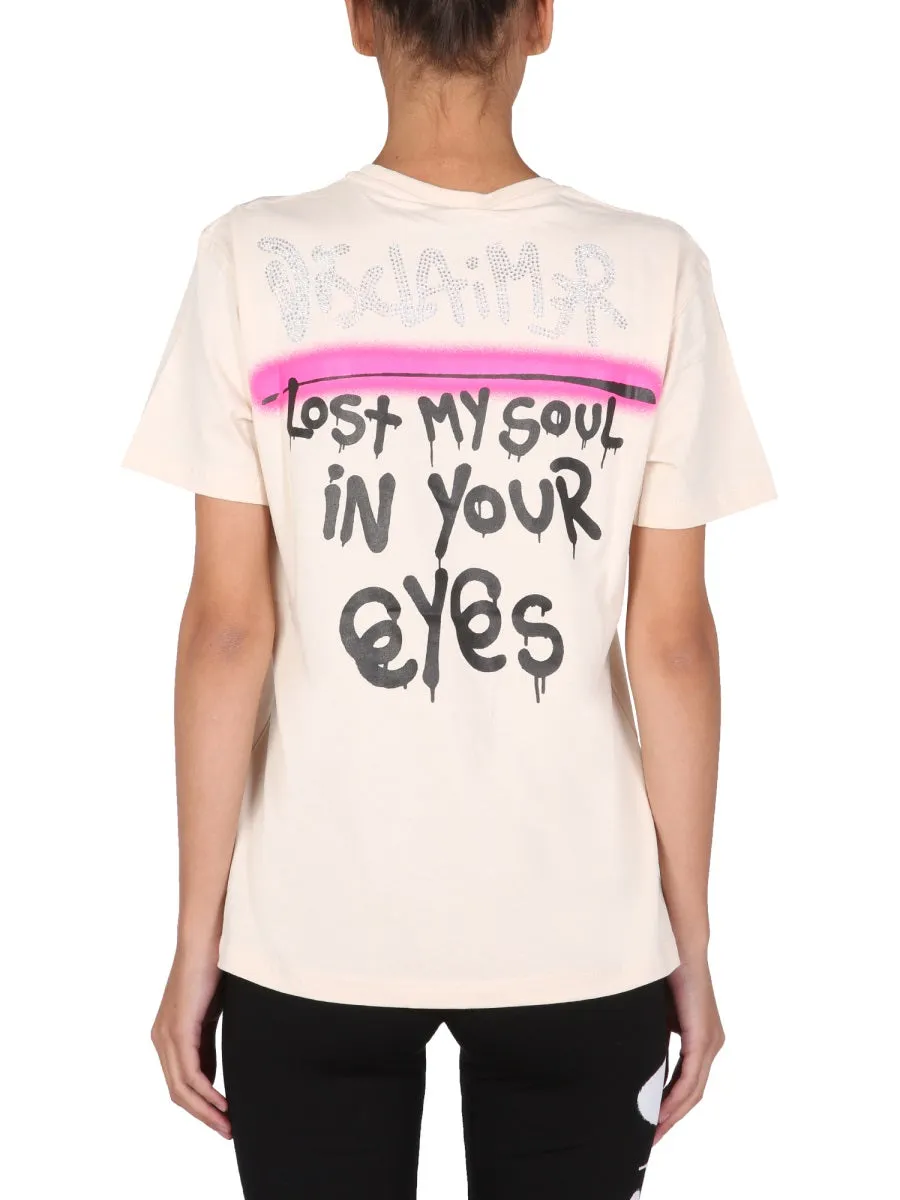 Disclaimer Embellished Logo Crewneck T-Shirt