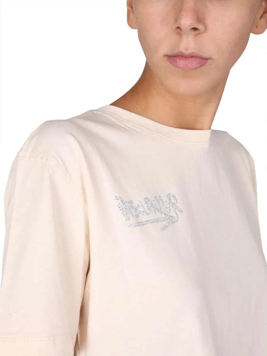 Disclaimer Embellished Logo Crewneck T-Shirt