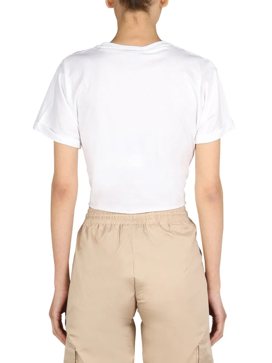 Disclaimer Logo Print Cropped T-Shirt