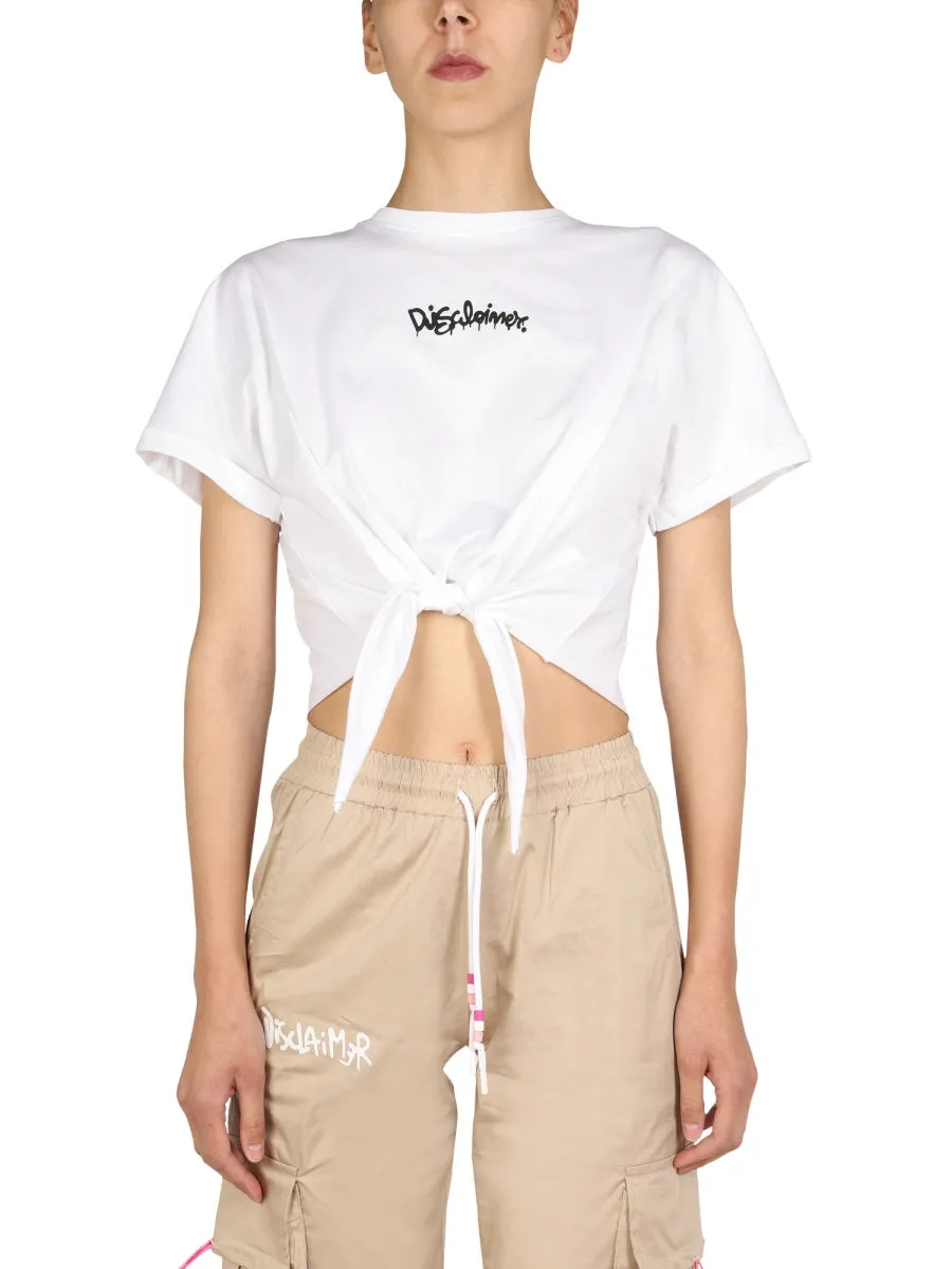 Disclaimer Logo Print Cropped T-Shirt