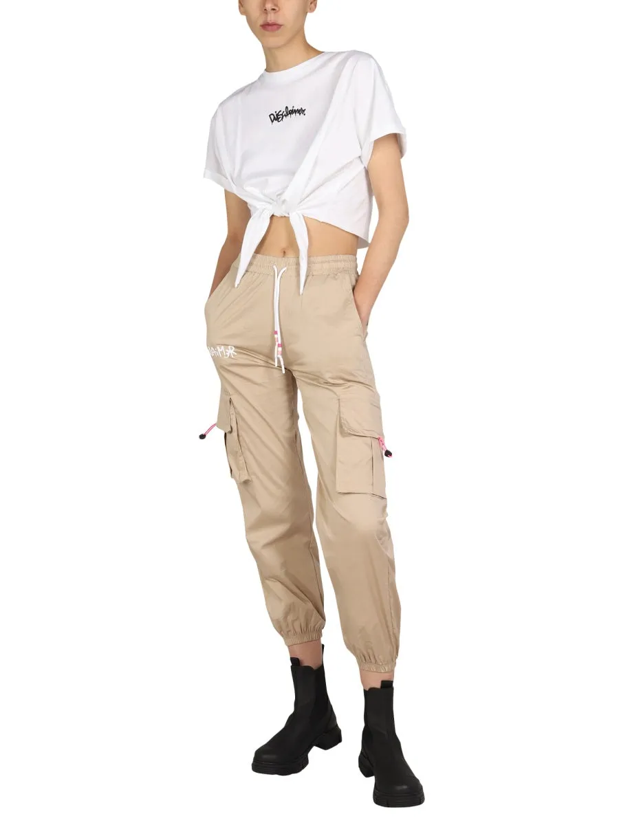 Disclaimer Logo Print Cropped T-Shirt