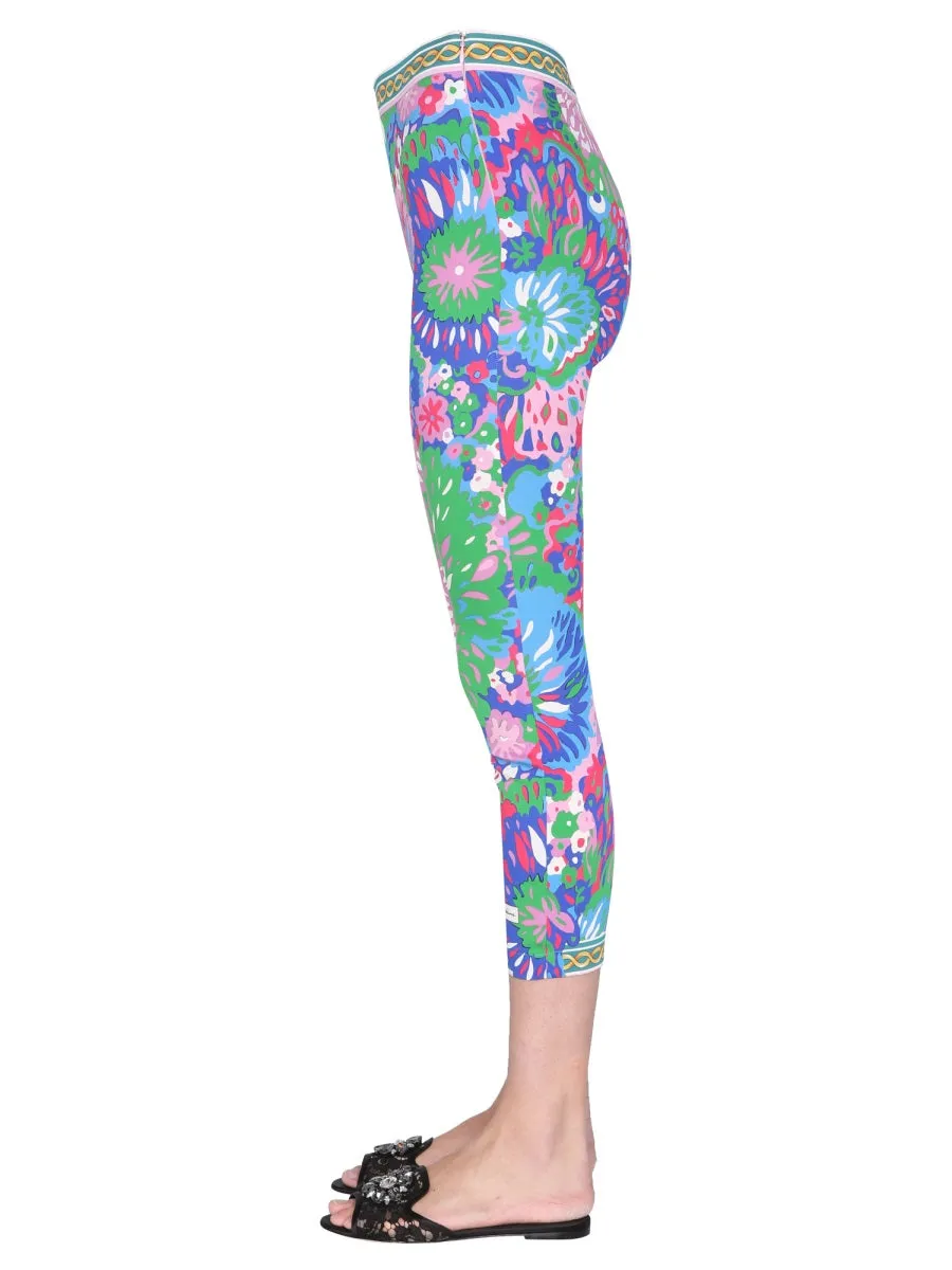Dolce & Gabbana 60s Printed Charmeuse Leggings