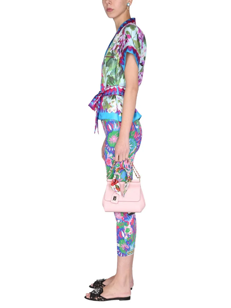 Dolce & Gabbana 60s Printed Charmeuse Leggings