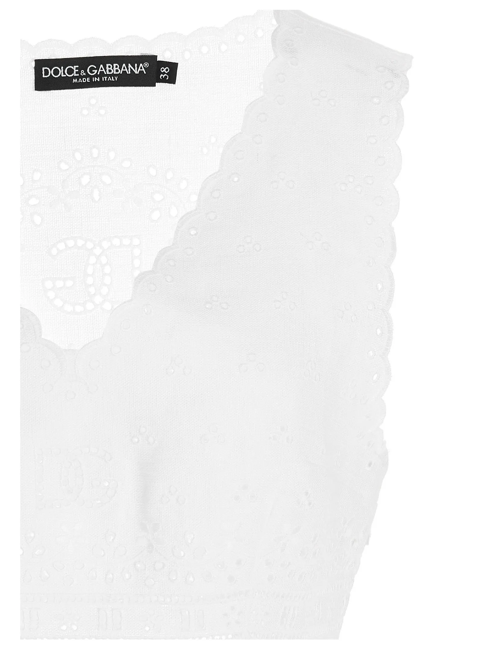 Dolce & Gabbana Broderie Anglaise V-Neck Cropped Top