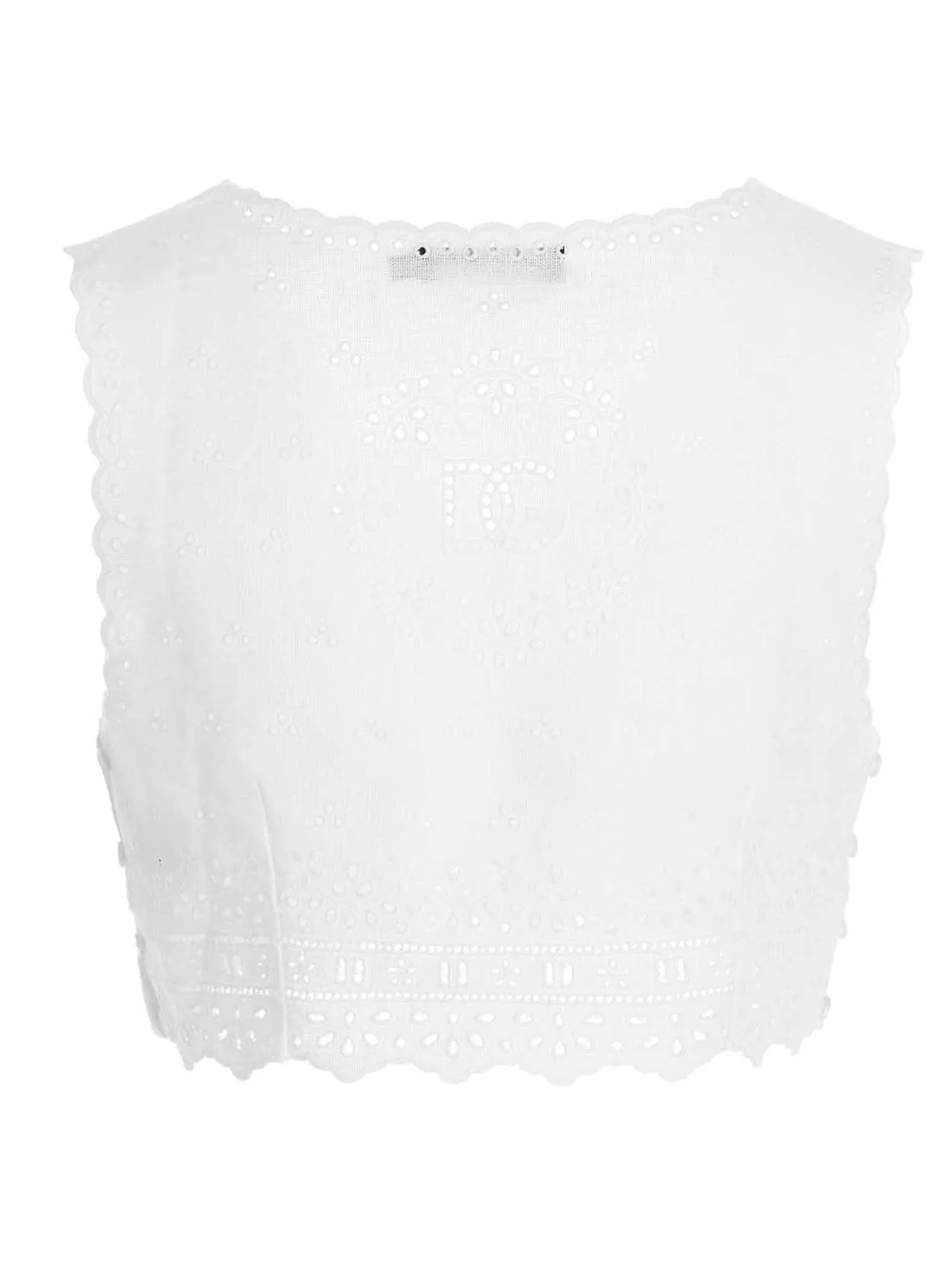 Dolce & Gabbana Broderie Anglaise V-Neck Cropped Top