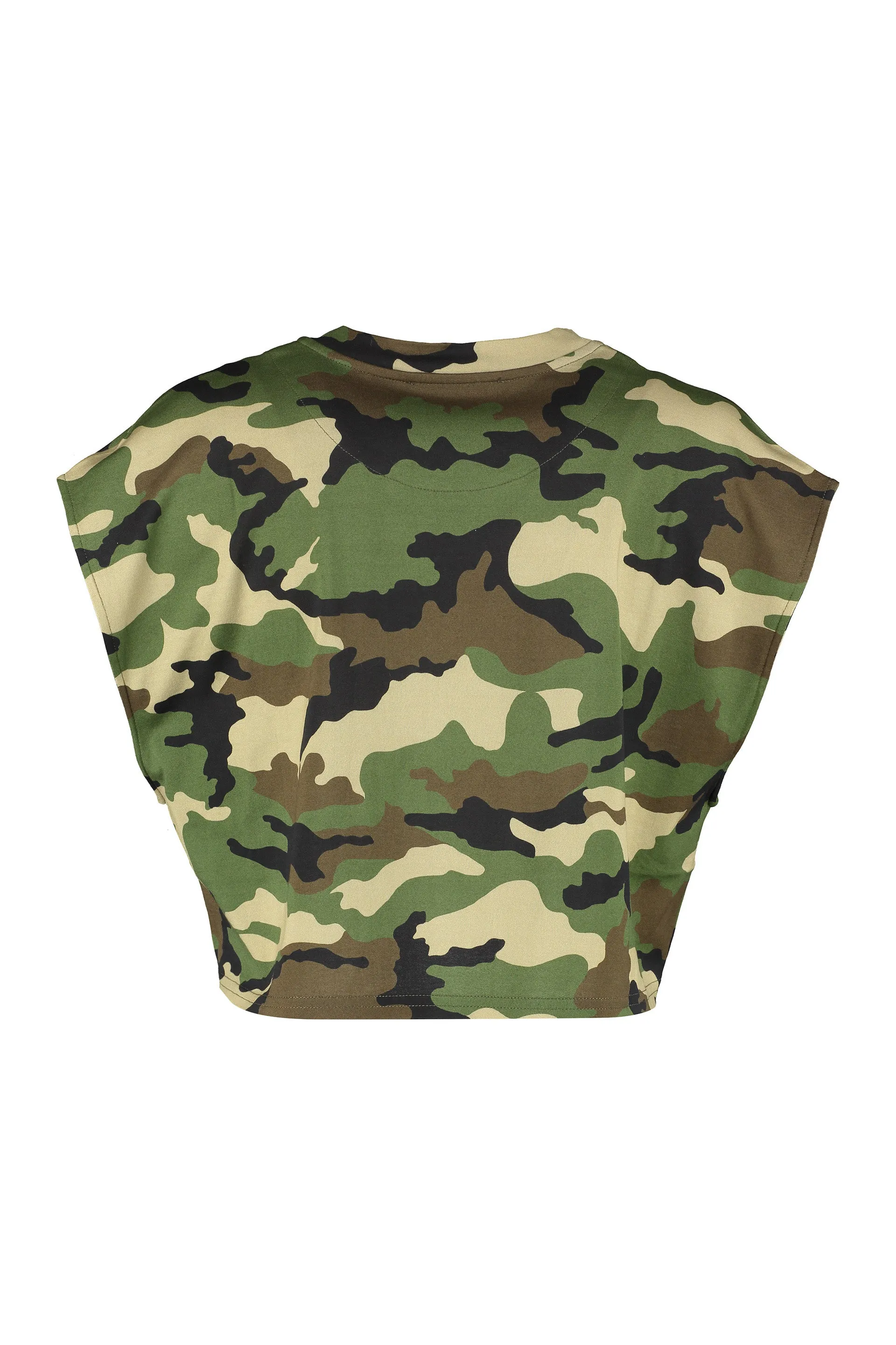 Dolce & Gabbana Camouflage Printed Crewneck Cropped T-Shirt