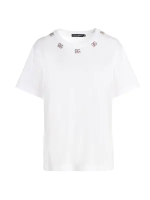 Dolce & Gabbana DG Logo Embellished Jersey T-Shirt