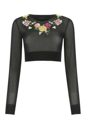 Dolce & Gabbana Floral Embroidered Cropped Top