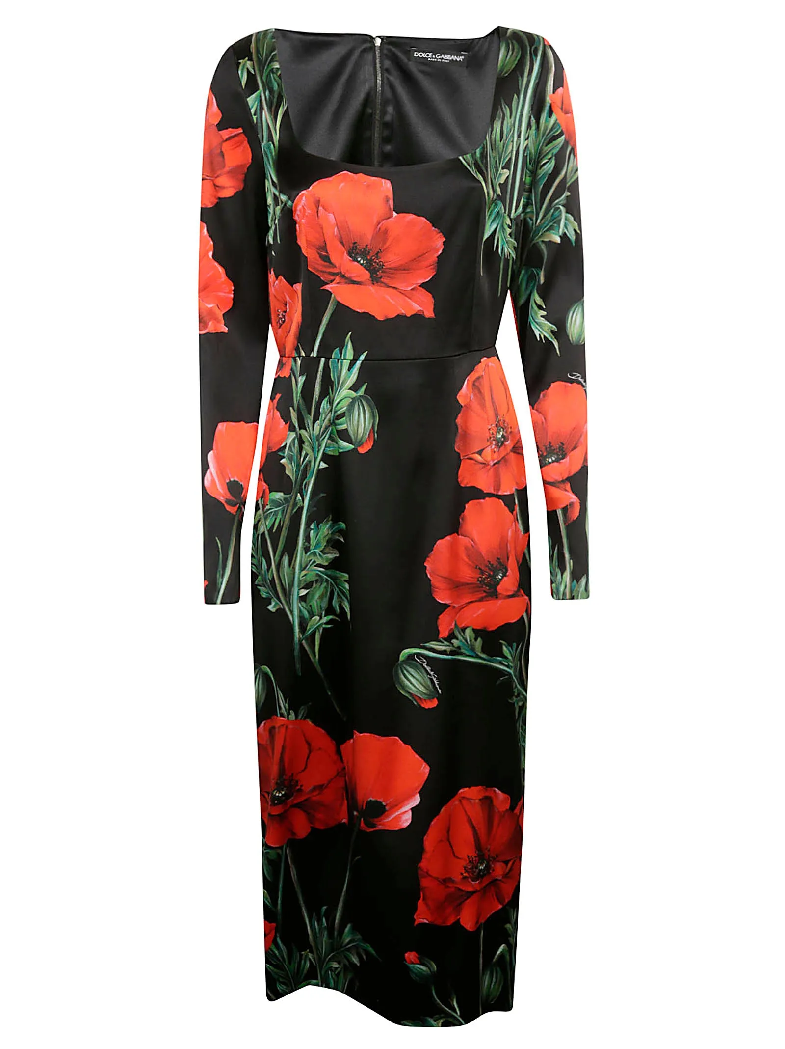 Dolce & Gabbana Floral Printed Square Neck Midi Dress