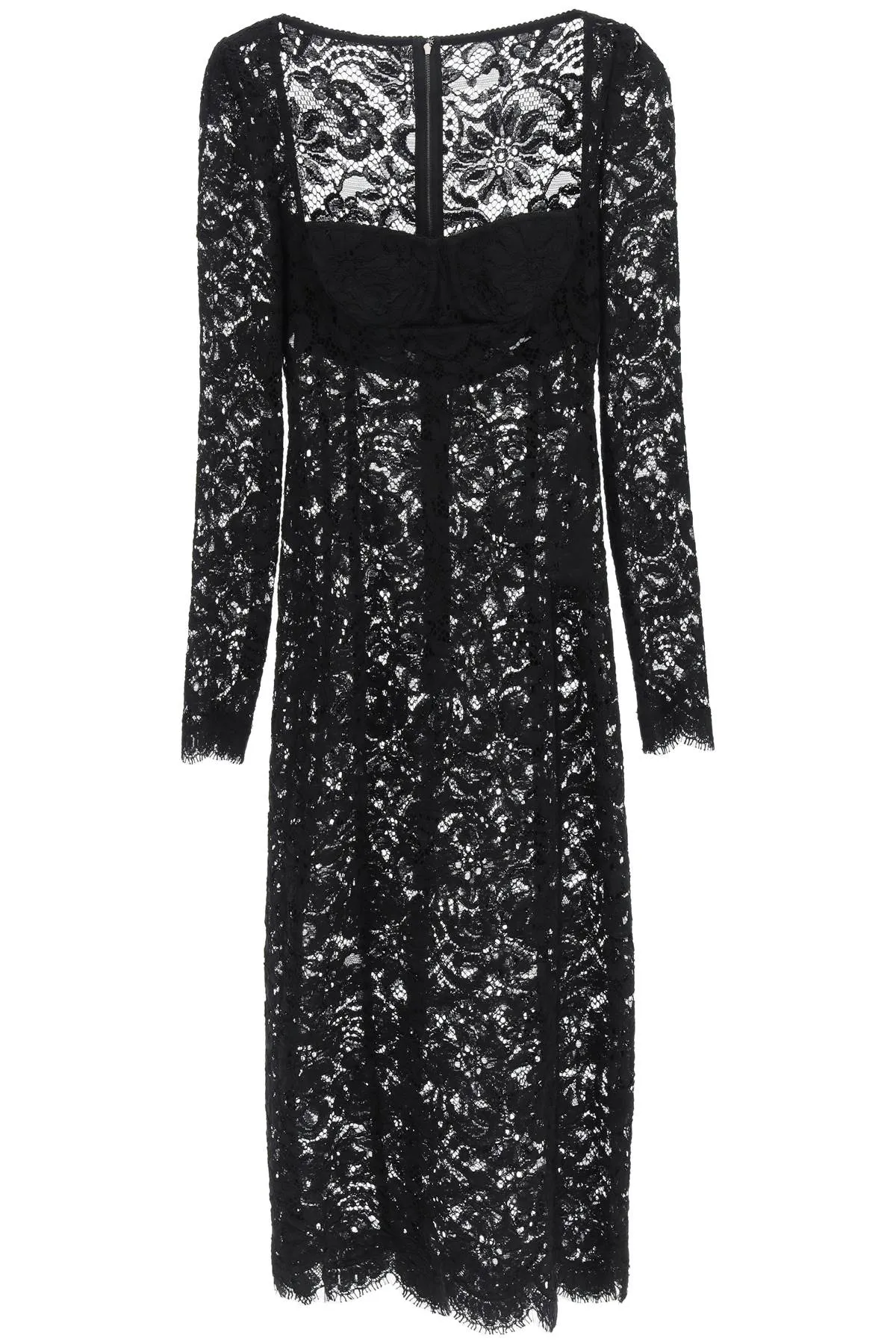 Dolce & Gabbana Lace Long-Sleeved Midi Dress