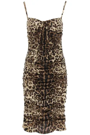 Dolce & Gabbana Leopard Printed Short Charmeuse Dress