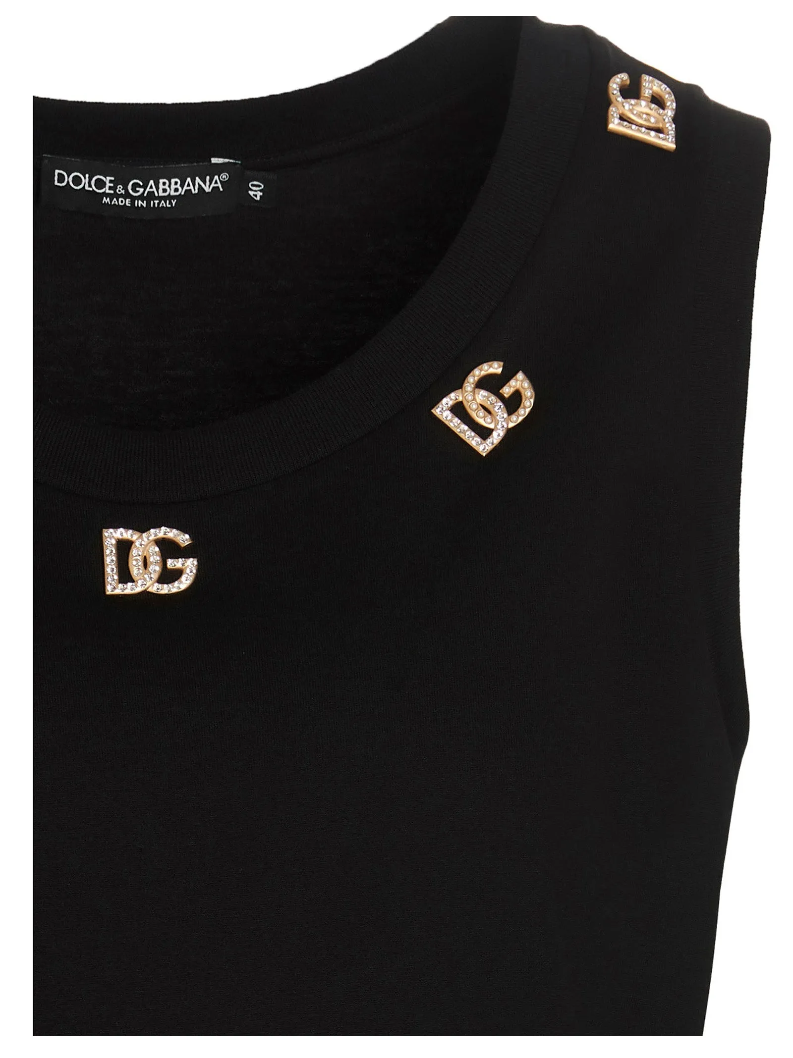 Dolce & Gabbana Logo Plaque Crewneck Jersey Top