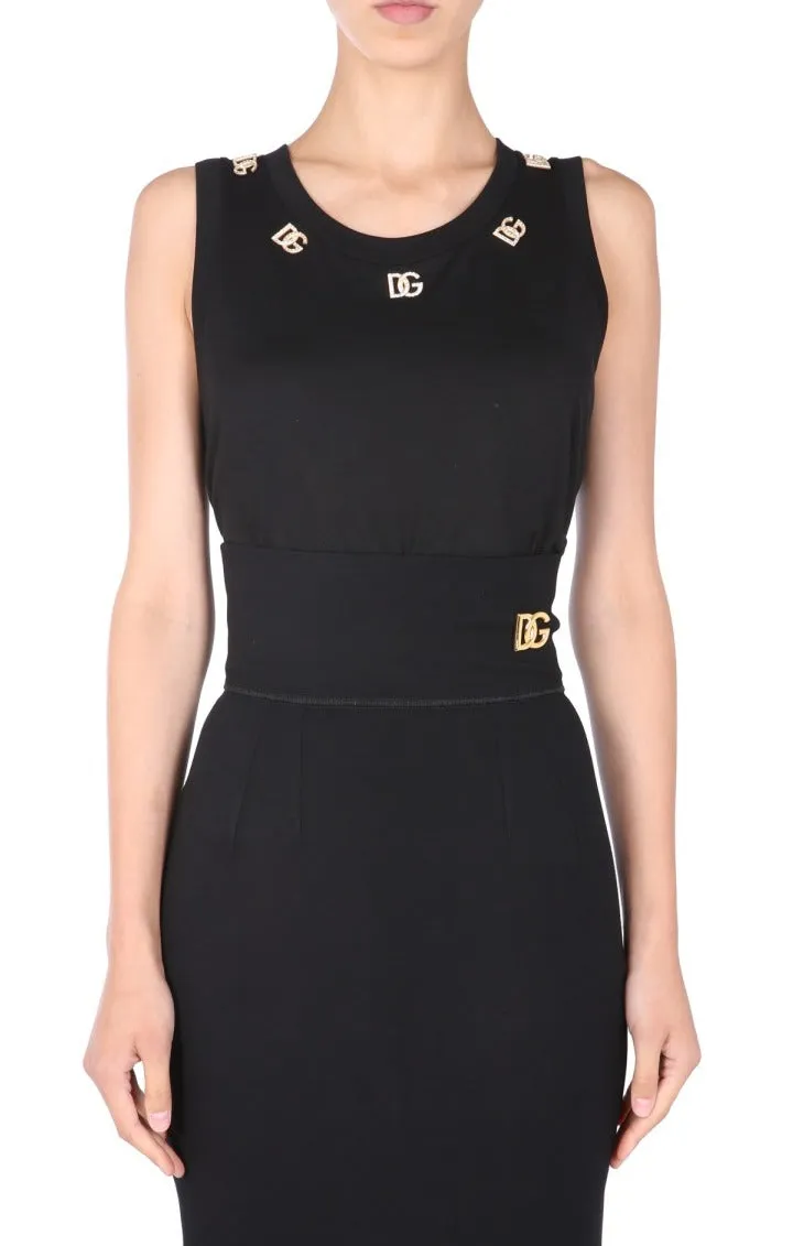 Dolce & Gabbana Logo Plaque Crewneck Jersey Top