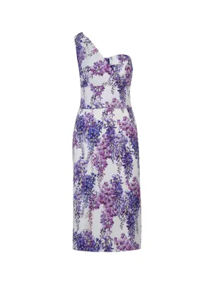 Dolce & Gabbana Wisteria-Printed One Shoulder Cady Dress