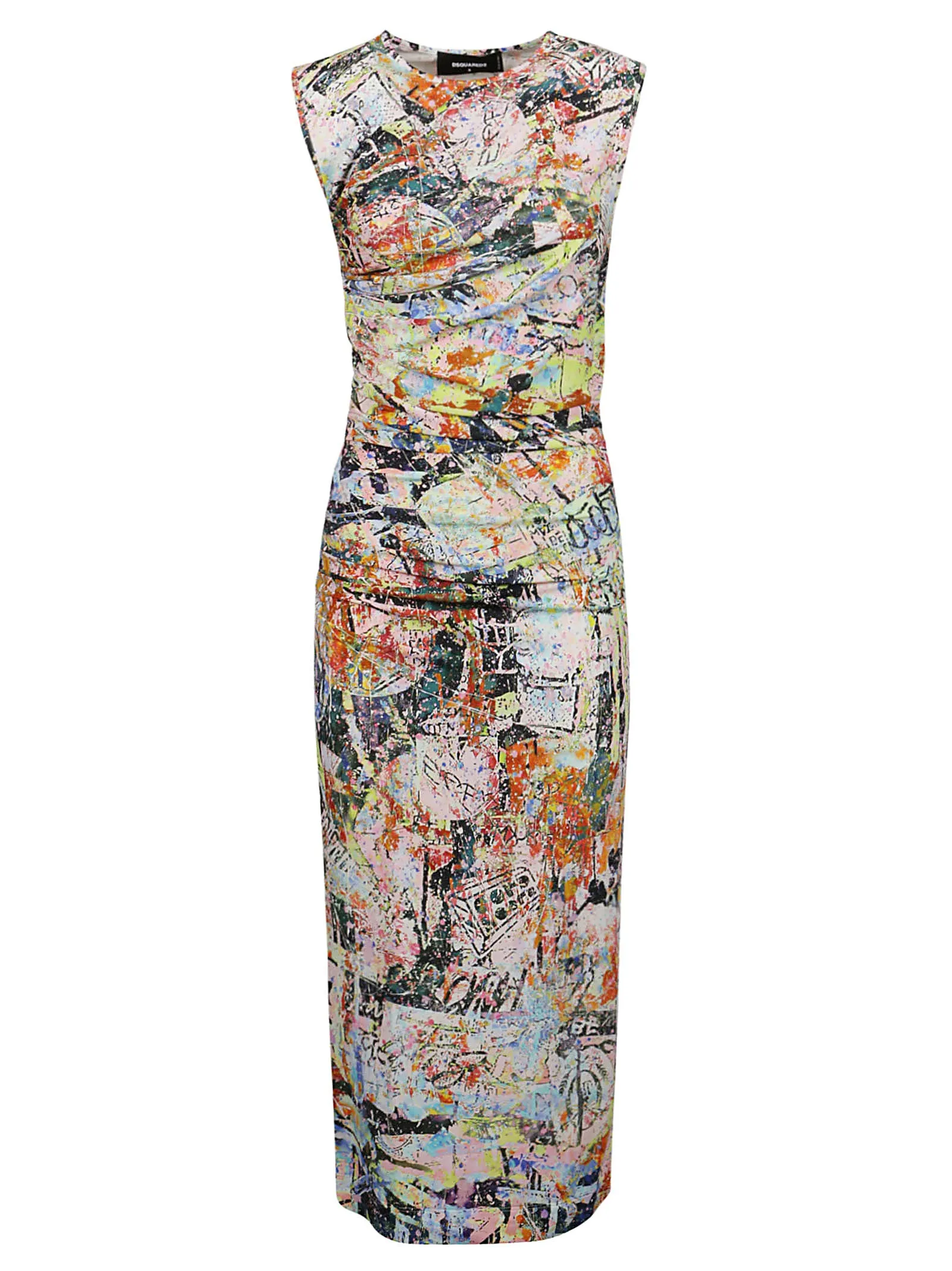 Dsquared2 Abstract Printed Sleeveless Midi Dress