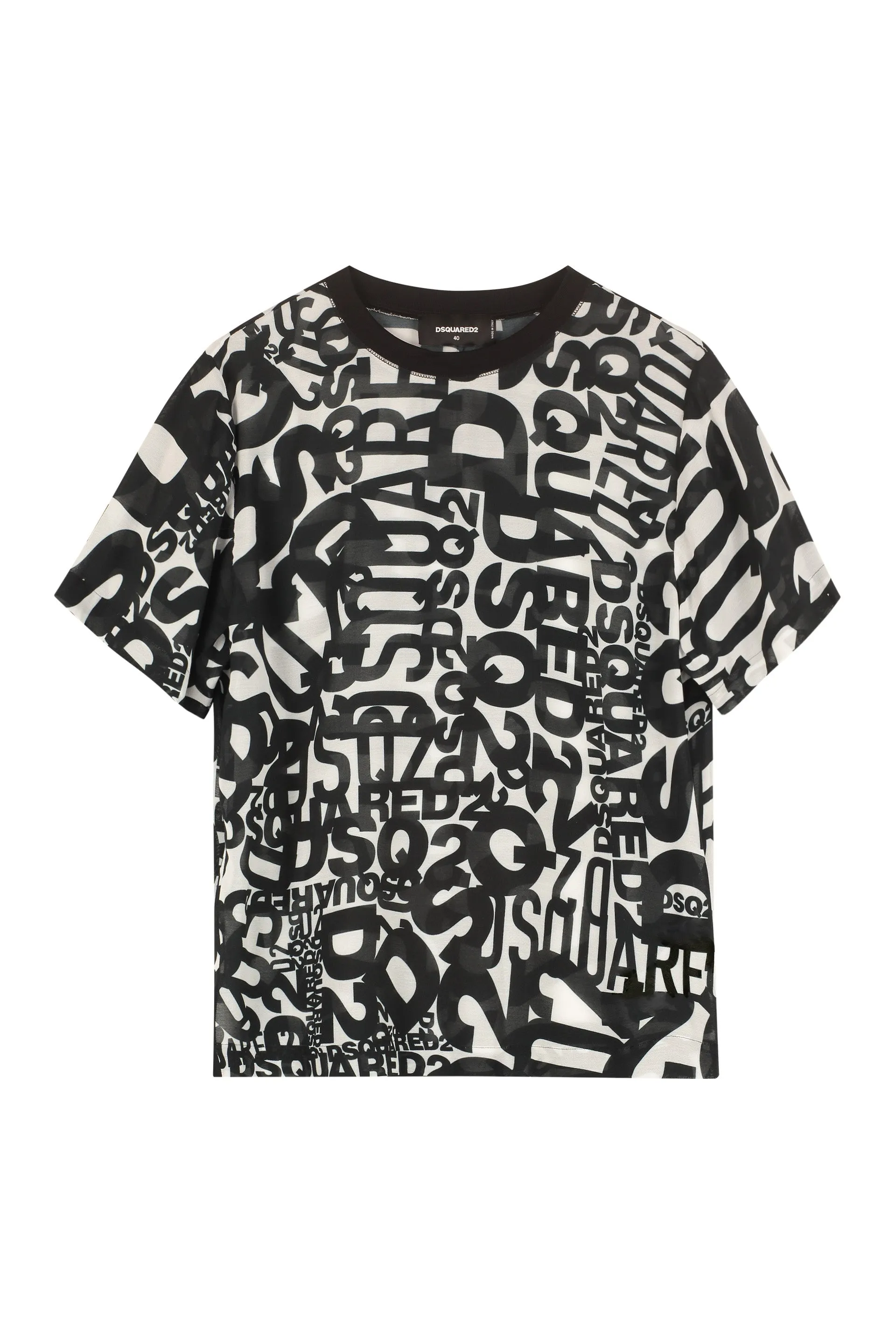 Dsquared2 Allover Logo Print Round Neck T-Shirt