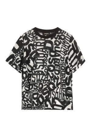 Dsquared2 Allover Logo Print Round Neck T-Shirt