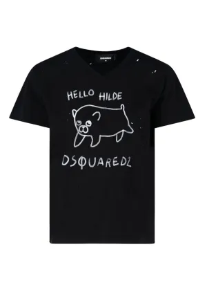 Dsquared2 Graphic Print V-Neck T-Shirt