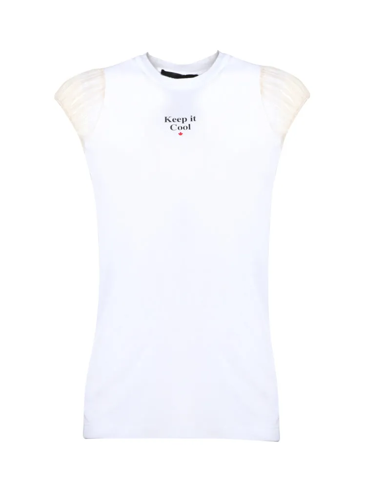 Dsquared2 Slogan Print Cap Sleeved T-Shirt