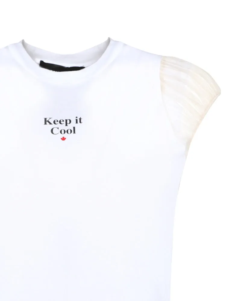 Dsquared2 Slogan Print Cap Sleeved T-Shirt