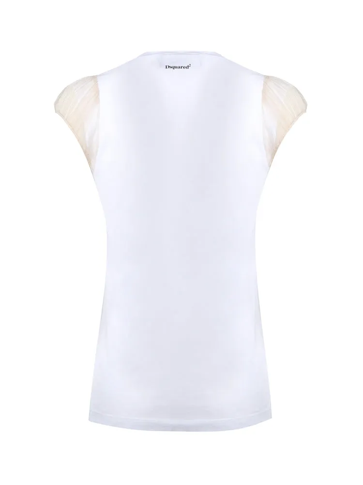 Dsquared2 Slogan Print Cap Sleeved T-Shirt