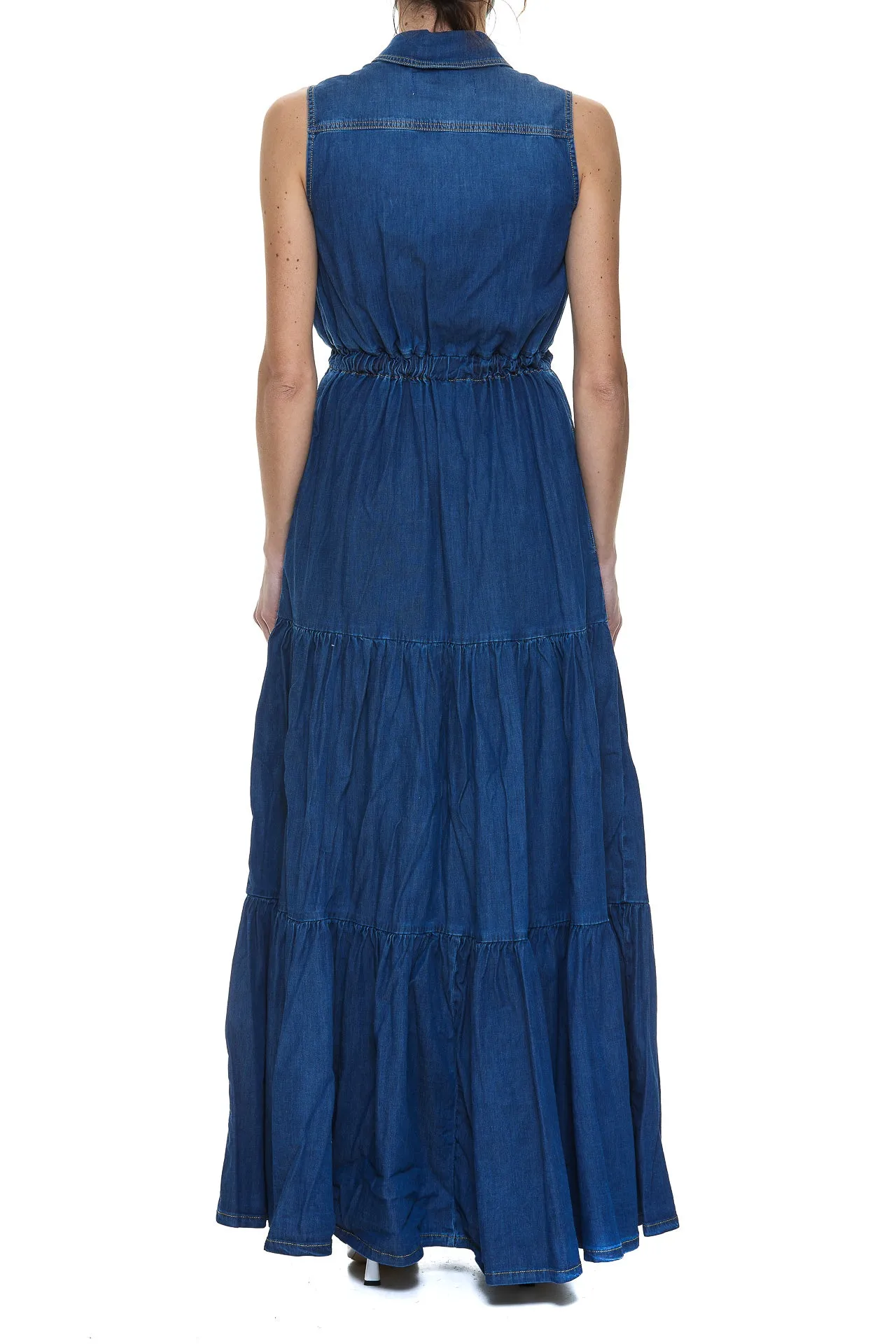 Elisabetta Franchi Buttoned Sleeveless Maxi Dress