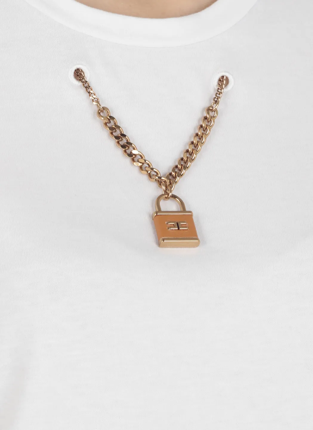 Elisabetta Franchi Chain Detailed Crewneck T-Shirt