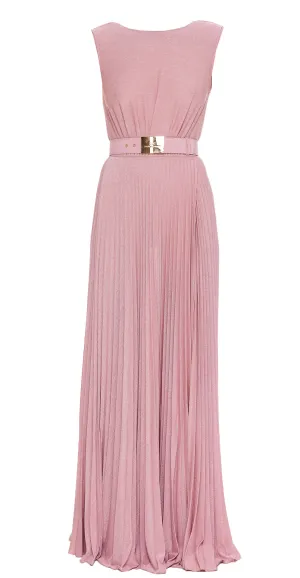 Elisabetta Franchi Cowl Neck Pleated Maxi Dress